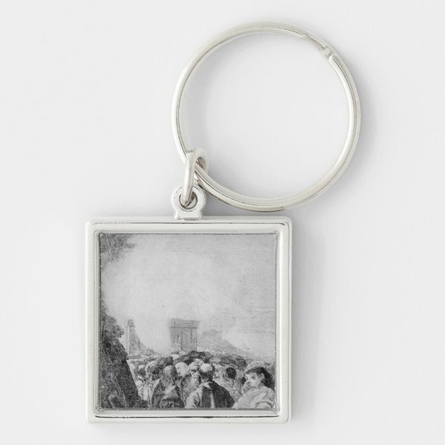 St. Vincent Ferrer, 1750-80 Fyrkantig Silverfärgad Nyckelring (Framsidan)