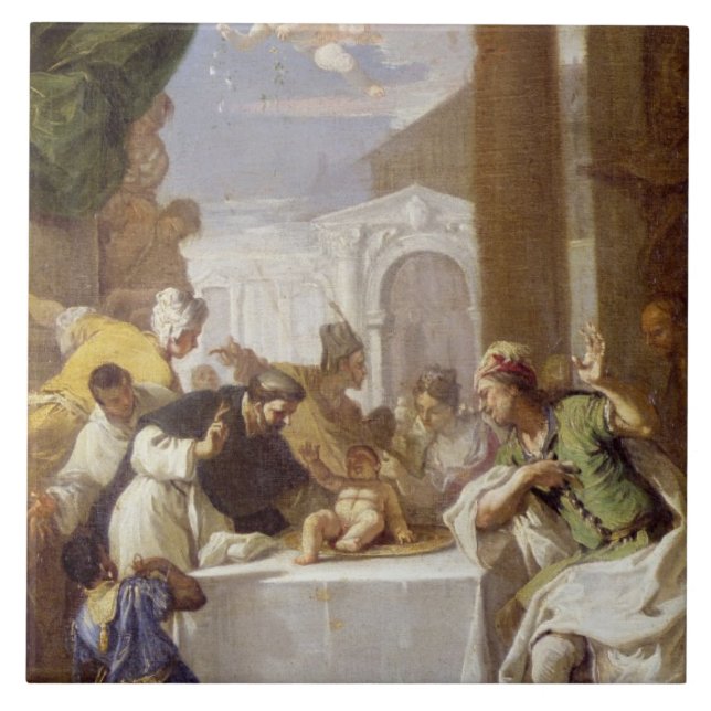 St. Vincent Ferrer som utför ett mirakel Kakelplatta (Framsidan)