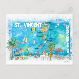 St Vincent Grenadines Antillen Illustrerad Resa  Vykort