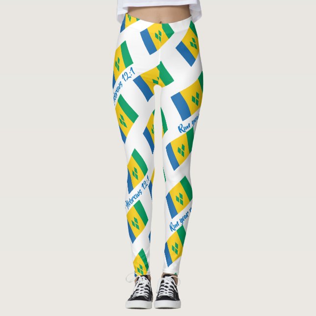 ST VINCENT GRENADINES Christian Scripture Anpassni Leggings (Framsida)