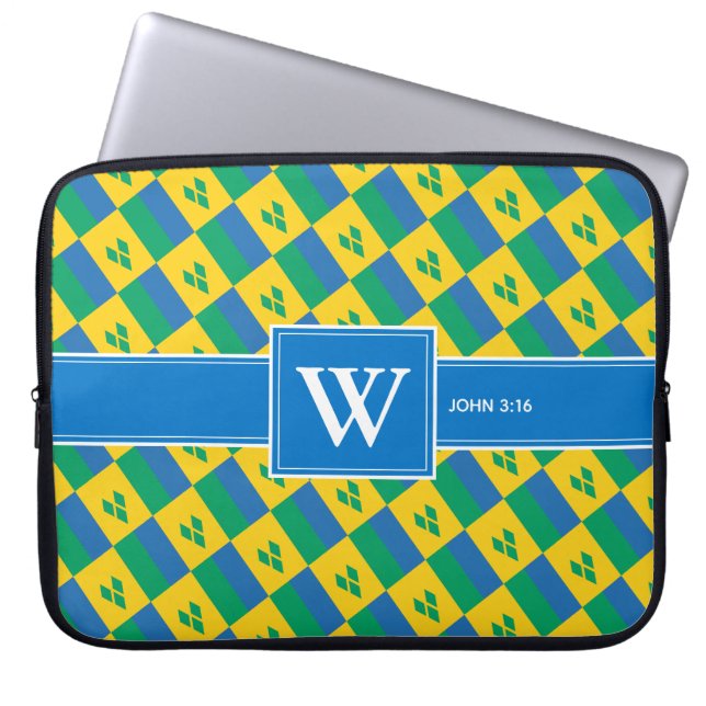 ST VINCENT GRENADINES Christian Scripture Monogram Laptop Fodral (Framsidan)
