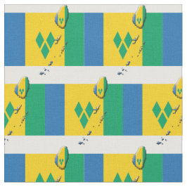 ST VINCENT GRENADINES Flagga Karta kontur Tyg