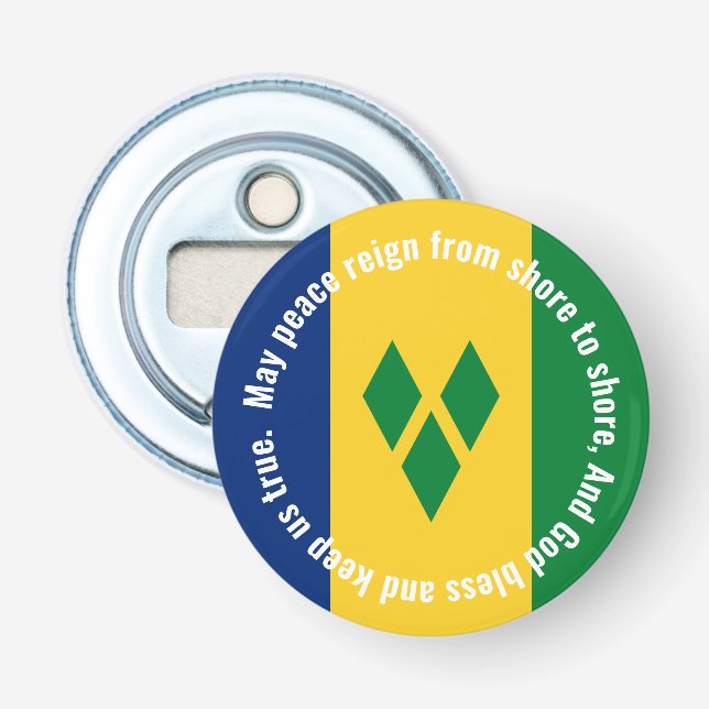 St Vincent och Grenadinerna Flagga Hymn Vincy  Flasköppnare (Framsidan)