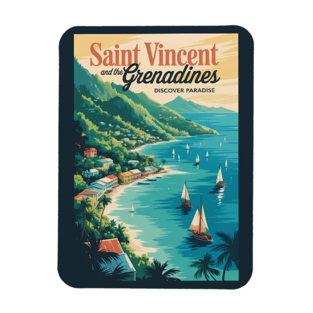 St Vincent och Grenadinerna Landskaps Retro Magnet (Vertikal)