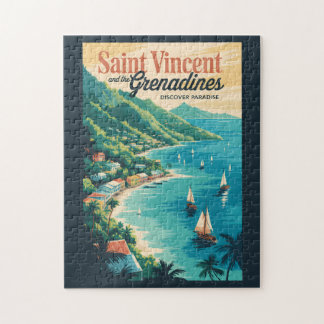 St Vincent och Grenadinerna Landskaps Retro Pussel