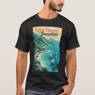 St Vincent och Grenadinerna Landskaps Retro T Shirt