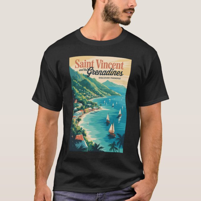 St Vincent och Grenadinerna Landskaps Retro T Shirt (Framsida)