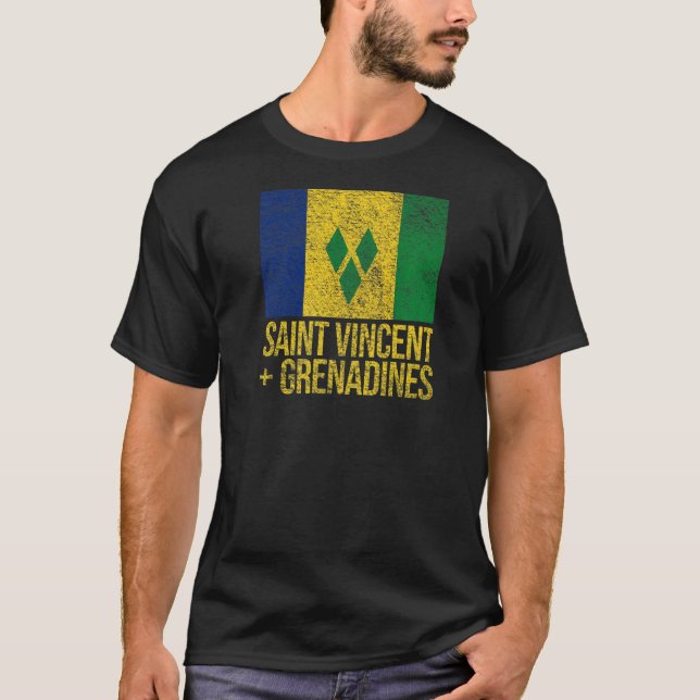 ST VINCENT OCH GRENADINES-FLAGGA T SHIRT (Framsida)