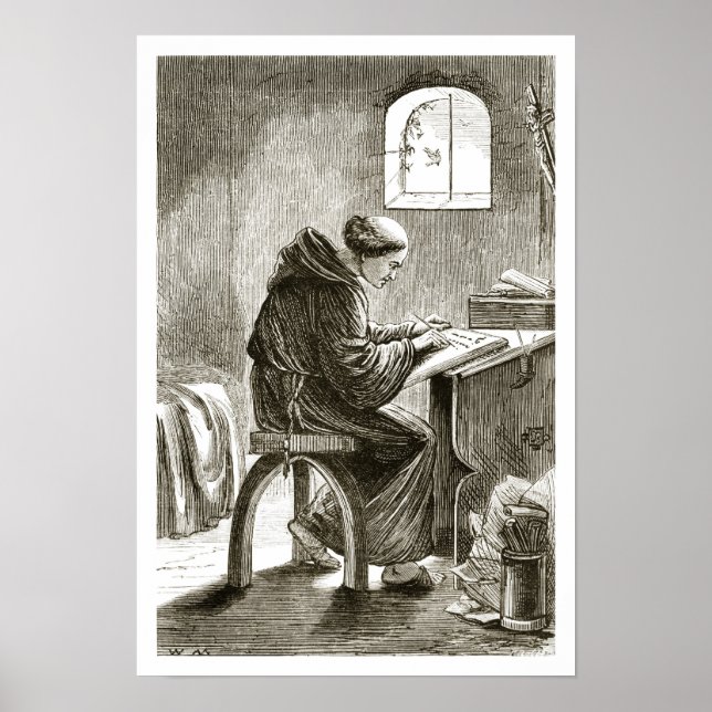 St Vincent skriver i sin cell i Ferins, från T Poster (Framsidan)