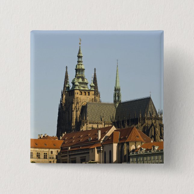 St. Vitus Cathedral and Prag Castle, en av Knapp (Framsida)