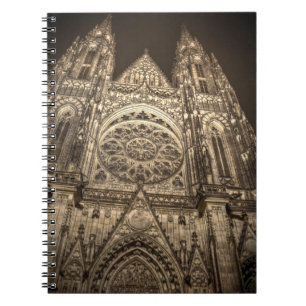 St.Vitus Cathedral Torn Entrance Prag Night Anteckningsbok