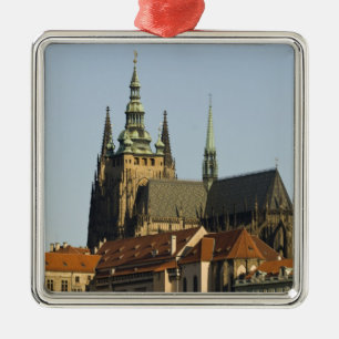 St. Vitus-katedralen och Prag slott, en av Julgransprydnad Metall