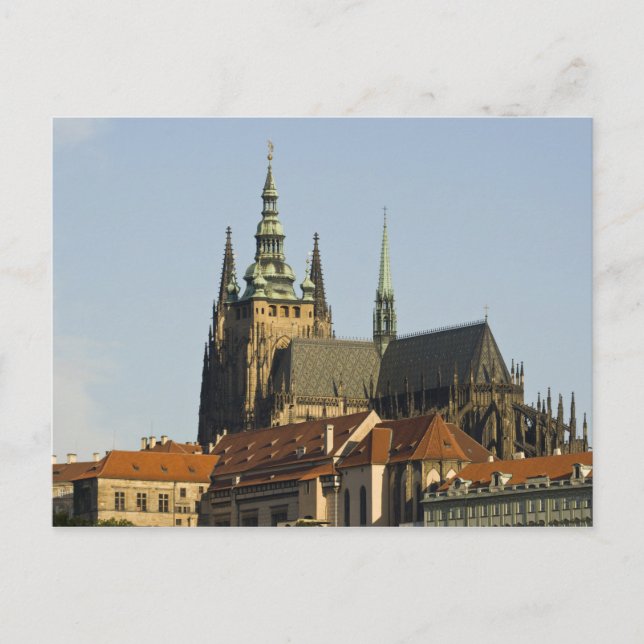 St. Vitus-katedralen och Prag slott, en av Vykort (Framsida)