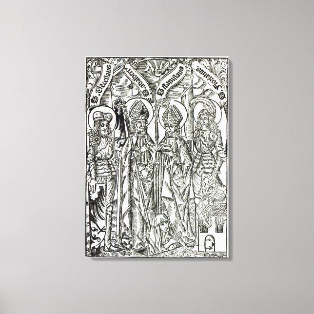 St. Wenceslaus, Adalbert,Stanislaus St. Florian Canvastryck (Framsida)