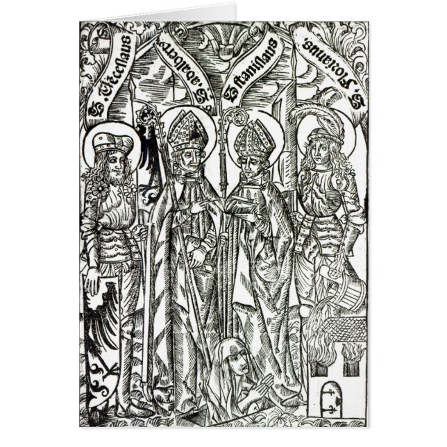 St. Wenceslaus, Adalbert, Stanislaus St. Florian Hälsningskort (Framsidan)