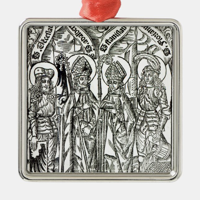St. Wenceslaus, Adalbert,Stanislaus St. Florian Julgransprydnad Metall (Framsidan)