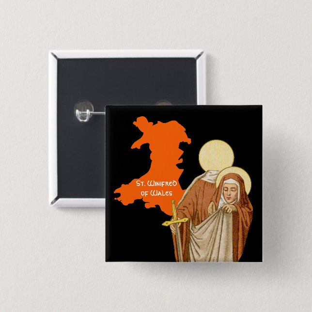 St. Winifred av Wales (P 002) Knapp (Framsida & baksida)