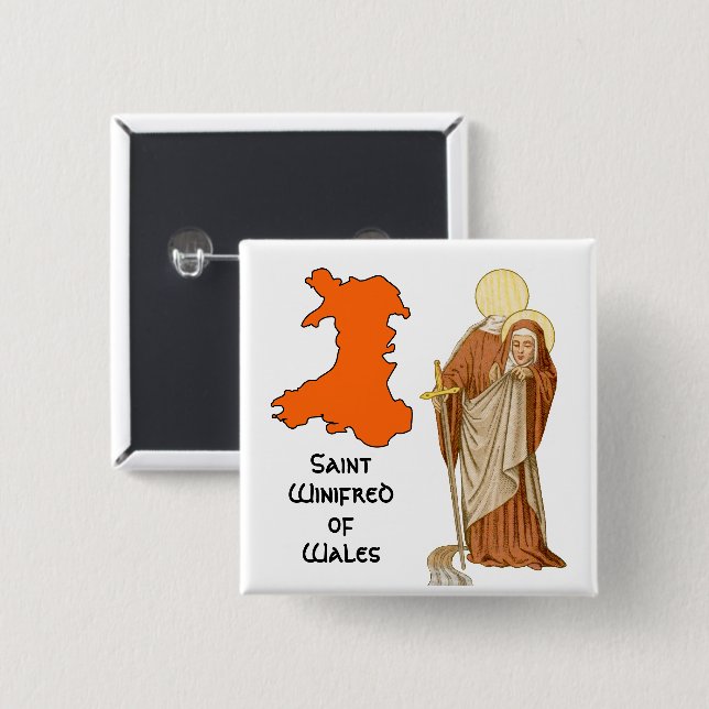 St. Winifred av Wales (P 002) Knapp (Framsida & baksida)
