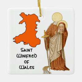 St. Winifred of Wales (P 002; Welsh) Julgransprydnad Keramik