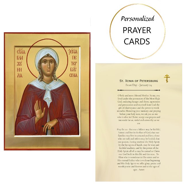 St. Xenia of Petersburg Orthodox Prayer Card Placeringskort (Skapare uppladdad)
