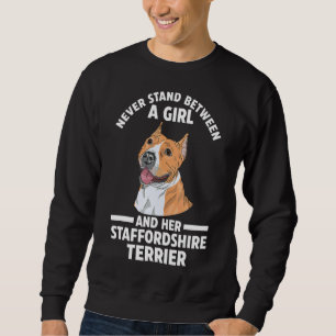 Stå aldrig mellan Staffordshire Terrier-husdjur Lång Ärmad Tröja