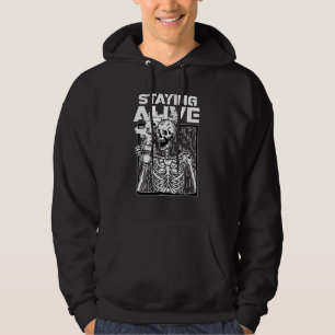 Stå Alive Skeleton Drink Coffee Skull Hallowee Hoodie
