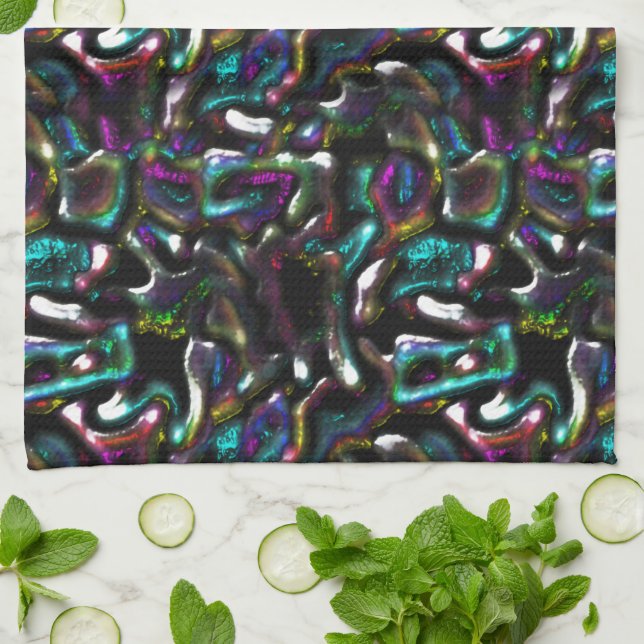 Stå av färgad och vriden metallform? kökshandduk (Vikta)