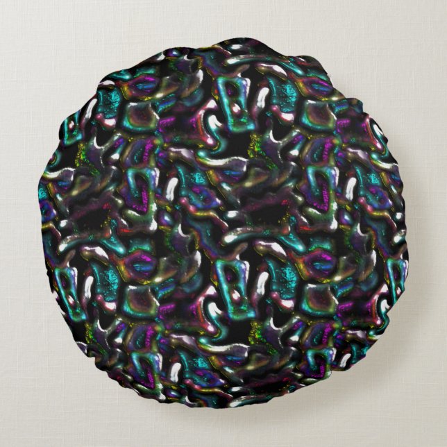 Stå av färgad och vriden metallform? rund kudde (Baksidan)