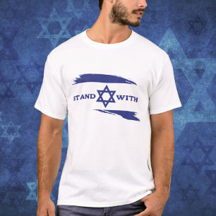 Stå emot Israel Blue and White Flagga T Shirt