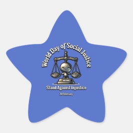 Stå emot orättvisa. Dagen för Social-rättvisa. Stjärnformat Klistermärke