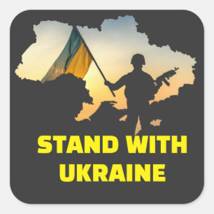Stå emot Ukraina med karta Fyrkantigt Klistermärke