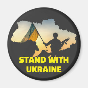 Stå emot Ukraina med karta Magnet