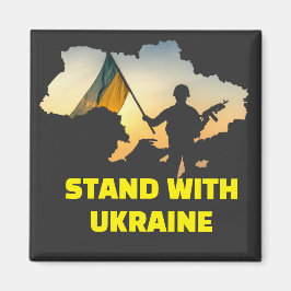 Stå emot Ukraina med karta Magnet