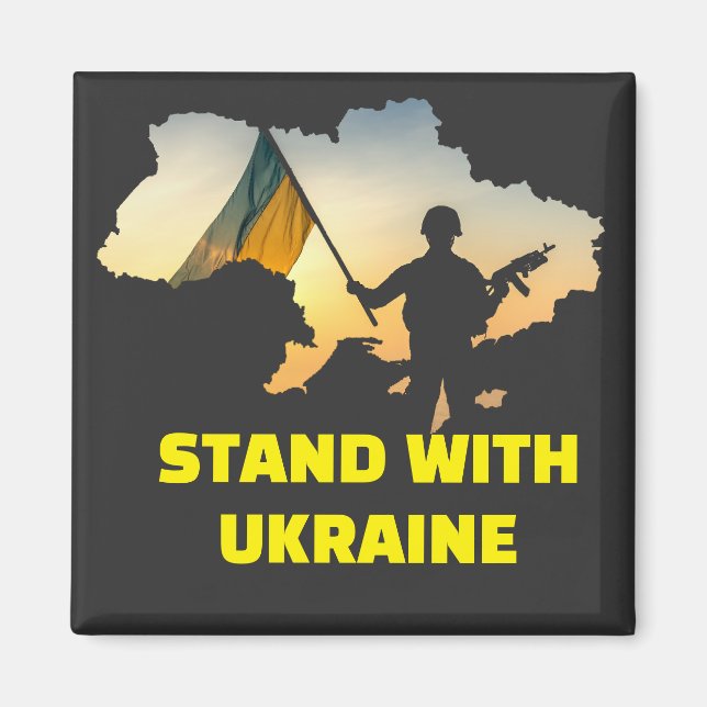Stå emot Ukraina med karta Magnet (Framsidan)