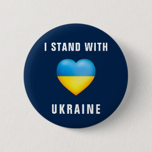 Stå emot Ukrainas Flagga Heart Knapp