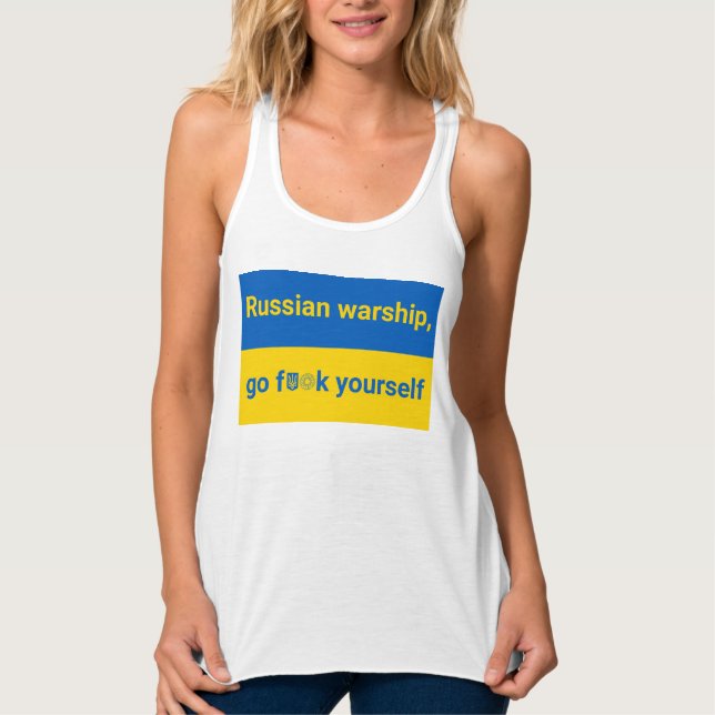 Stå emot Ukrainas Tanktop för kvinnor Linne Med Racerback (Framsida)