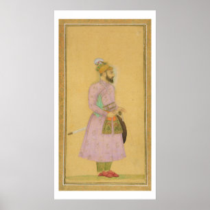 Stå figur av en Mughal prince, från det litet Poster