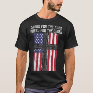 Stå Flagga Kneel Kor Gud Jesus Amerika Kristus Ame T Shirt