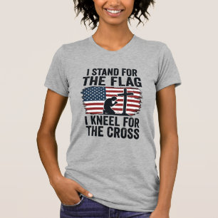 Stå för flaggan Böj för korsets skjortdesign T Shirt