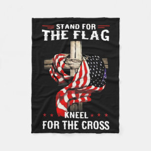 Stå För Flaggan Knä För Korset Usa Flagga Fleecefilt