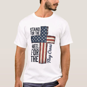Stå för flaggan, knä för korsets skjortdesign t shirt