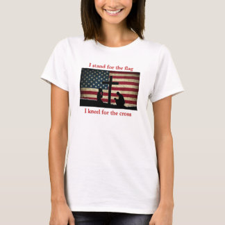 Stå för flaggan - knäböj för korset t shirt