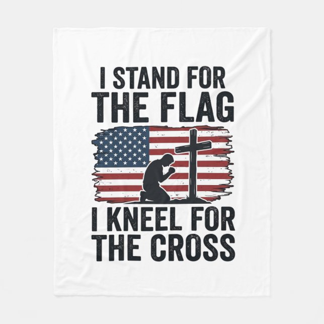 Stå för flaggan, knäböj för korset, T-shirt design Fleecefilt (Framsidan)