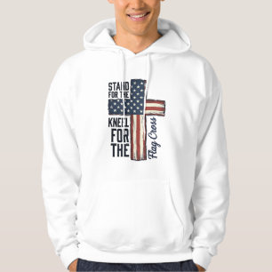 Stå för flaggan, knäböj för korset, T-shirt design Hoodie