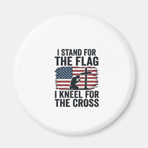 Stå för flaggan, knäböj för korset, T-shirt design Magnet