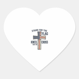 Stå för flaggan Patriotisk korsdesign_1 Hjärtformat Klistermärke