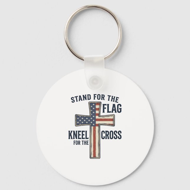 Stå för flaggan Patriotisk korsdesign_1 Nyckelring (Framsida)