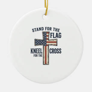 Stå för flaggans patriotiska korsdesign_1 julgransprydnad keramik
