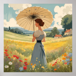 Stå i fält på sommarblommor Skriv ut vild Poster