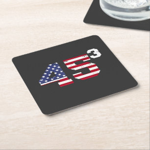 Stå med 45 Pro Trump USA flagga 4:e juli Underlägg Papper Kvadrat